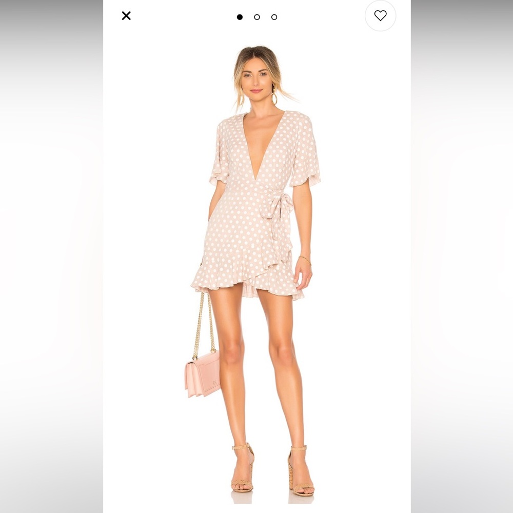 Majorelle Portia Polka Dot Wrap Dress Tan XS